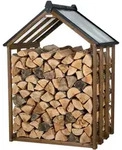 WONDERMAKE&reg; Design Kaminholzregal aus Holz mit Dach, Brennholzregal...