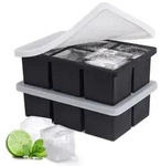 Eisw&uuml;rfelform Silikon mit Deckel 2er Set f&uuml;r gro&szlig;e Eisw&uuml;rfel 5,1 cm...