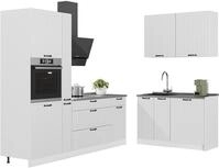 K&uuml;chenzeile Vicco Fame-Line Wei&szlig; Landhaus/Wei&szlig; 220 x 120 cm, AP Eiche, Model...