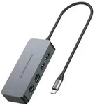 Conceptronic ABBY24G USB-C-auf-Dual-Port-Gigabit-Netzwerkadapter mit 2-Port-USB-Hub,