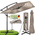 tillvex&reg; Alu Sonnenschirm Rechteckig &Oslash; 330 cm mit LED Solar Cappuccino +...
