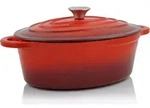 BBQ-Toro Gusseisen Cocotte | 4,3 l | rot, oval | Emaillierter Gusseisen Br&auml;ter...