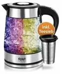 Glas Wasserkocher LED Edelstahl Teekocher 1,8L 2200W BPA-Frei mit Temperaturwahl -