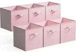Aufbewahrungsboxen Stoff 6 St&uuml;ck Rosa 26,7 x 26,7 x 28 cm mit Griffen faltbar...
