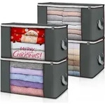 4er Pack 90L Kleider Aufbewahrung Boxen mit Deckel - Grau
