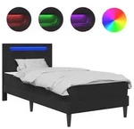 vidaXL Bettrahmen mit LED-Lichtleisten Schwarz 80 x 200 cm Kunstleder - Schwarz