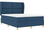vidaXL Boxspringbett mit Matratze Dunkelgrau 90x190 cm Blau - Blau