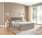 Boxspringbett Schlafzimmerbett TORIBO PREMIUM 160x220cm Stoff Coral Dunkelbeige...