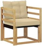 vidaXL Outdoor-Sofa Massives Akazienholz und Textilene Wei&szlig;