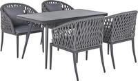 BELIANI Gartenm&ouml;bel Set Grau Aluminium Tisch 140x80 rechteckig in Steinoptik 4