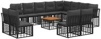 vidaXL Outdoor-Sofagarnitur 13 stk. Schwarz und Dunkelgrau Polyester - Schwarz