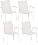 BELIANI Gartenstuhl 4er Set Hellbeige aus Stahl mit Mesh Sitzfl&auml;che UV- und