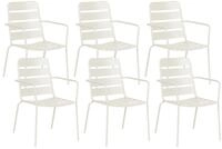 BELIANI Gartenst&uuml;hle 6er Set Hellbeige Eisen Pulverbeschichtet Modernes Design