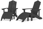 vidaXL Adirondack-Gartenst&uuml;hle 2 Stk. mit Hockern HDPE Wei&szlig;