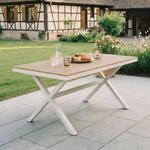 Gartentisch ISOLA, WPC Holzoptik, Wei&szlig; &ndash; wetterfest und strapazierf&auml;hig, ideal