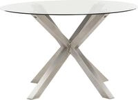 BELIANI Gartentisch Transparent und Silber Edelstahl ⌀ 120 cm f&uuml;r 4 Personen
