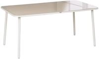 BELIANI Gartentisch Hellbeige Stahl mit Glasplatte Sicherheitsglas 160 x 90 cm
