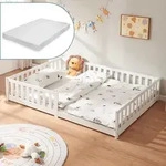 Kinderbett &rsquo;Tanna&lsquo; Bodenbett mit Matratze 140 x 200 cm Montessori Bett mit