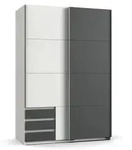 Schwebet&uuml;renschrank 2-trg. Kleiderschrank 135 cm Wei&szlig; Grafit Schubladen...