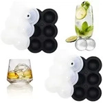 2er-Pack Eisw&uuml;rfelform Silikon, 4.5 cm runde Eisw&uuml;rfel, BPA-frei, Schwarz -...