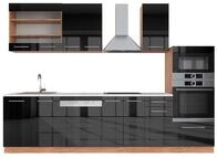 K&uuml;chenzeile Vicco Fame-Line Anthrazit Hochglanz/Goldkraft Eiche 300 cm mit