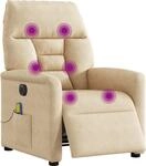 vidaXL Massagesessel Elektrisch Creme Mikrofasergewebe