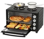 HOMCOM 36L Mini-Backofen mit 2 Kochplatten, elektrischer Tischbackofen - Schwarz