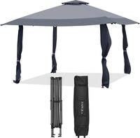 COSTWAY Pavillon 4x4m, Pop up Faltpavillon mit Doppeldach, Tragetasche & Rollen,