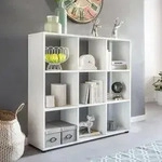FineBuy B&uuml;cherregal 108 cm mit vielen F&auml;chern Wei&szlig; Standregal Holz Regal
