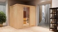 Karibu Sauna Innensauna Sodin Fronteinstieg Ofen 9 kW integr. Strg 210x184x202 cm mit