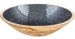 Sch&uuml;ssel 35cm Mango Holz Grau Perlmutt Emaille Schale Bowl Salatsch&uuml;ssel Deko...