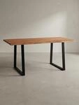 Massivholz Schreibtisch | Kompakter B&uuml;rotisch mit Baumkante | Computertisch...