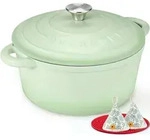 Overmont Br&auml;ter emaille Gusseisen Topf - Schmortopf 28cm backofengeeignet - mit -