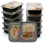 BigDean 10 St&uuml;ck wiederverwendbare Meal Prep Boxen mit Deckel 2 F&auml;cher