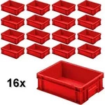16x Eurobeh&auml;lter mit 2 Griffleisten, LxBxH 400x300x120 mm, 11 Liter, rot - Rot