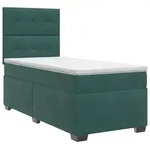 vidaXL Boxspringbett mit Matratze Dunkelgr&uuml;n 90 x 190 cm Samt - Gr&uuml;n