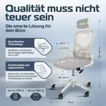 CLOUVO SmartSeat Cremewei&szlig; B&uuml;rostuhl, ergonomischer Schreibtischstuhl, Chefsessel,