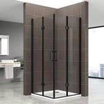 i-flair Faltt&uuml;r Duschkabine 80x80x180 cm aus 6 mm Sicherheitsglas in Schwarz -...