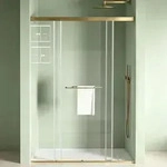 Mai & Mai Duscht&uuml;r Nischent&uuml;r dusche mit Doppelschiebet&uuml;r 100x195cm Gold -...