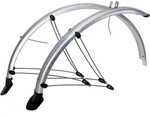 M-Wave Schutzblech-Set 28" silber, Kunststoff, 45 mm, mit Streben, Kontaktst......