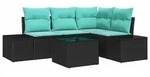 vidaXL Gartensofa-set mit Speicher Schwarz und T&uuml;rkis Poly-Rattan - Schwarz