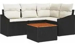 vidaXL Gartensofa-set mit Kissen 5 pcs Schwarz Poly-Rattan - Schwarz