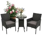 Relaxdays Gartenm&ouml;bel Set, 3-tlg. Rattan Sitzgruppe, 2 Personen, 2x Sessel &