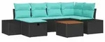 vidaXL Gartensofa-set 7 stk. Schwarz Poly Rattan - Schwarz