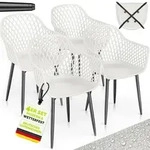 tillvex&reg; Gartenstuhl 4er Set Wetterfest mit Armlehne Wei&szlig; | Outdoor St&uuml;hle...