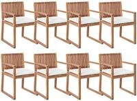 BELIANI Gartenstuhl 8er Set Hellbraun es Akazienholz Lamellen-Optik mit...