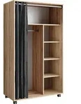 Kleiderschrank Vicco Doros Sonoma 100 x 168 cm offen, mit Rollen, Model 40635 - Braun