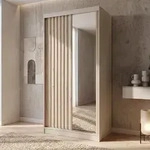 BEAUTYSOFA | Kleiderschrank DONATELLO 100 cm Kaschmir/Artisan mit Spiegel,...