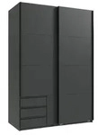 Schwebet&uuml;renschrank 2-trg. Kleiderschrank 135 cm Grafit Au&szlig;enschubladen...