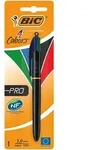 BIC 4 Colours Pro, Clip-on-Einziehkugelschreiber, Schwarz, Blau, Gr&uuml;n, Rot, 1